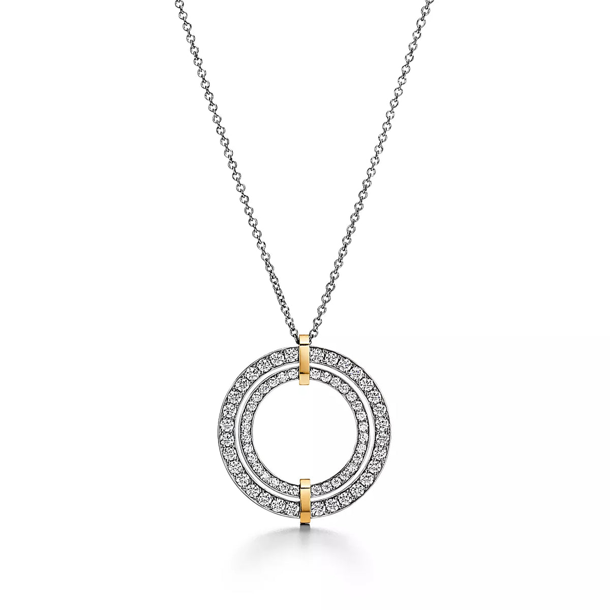 18K Tiffany & Co. Edge Circle Diamond Pendant Necklace