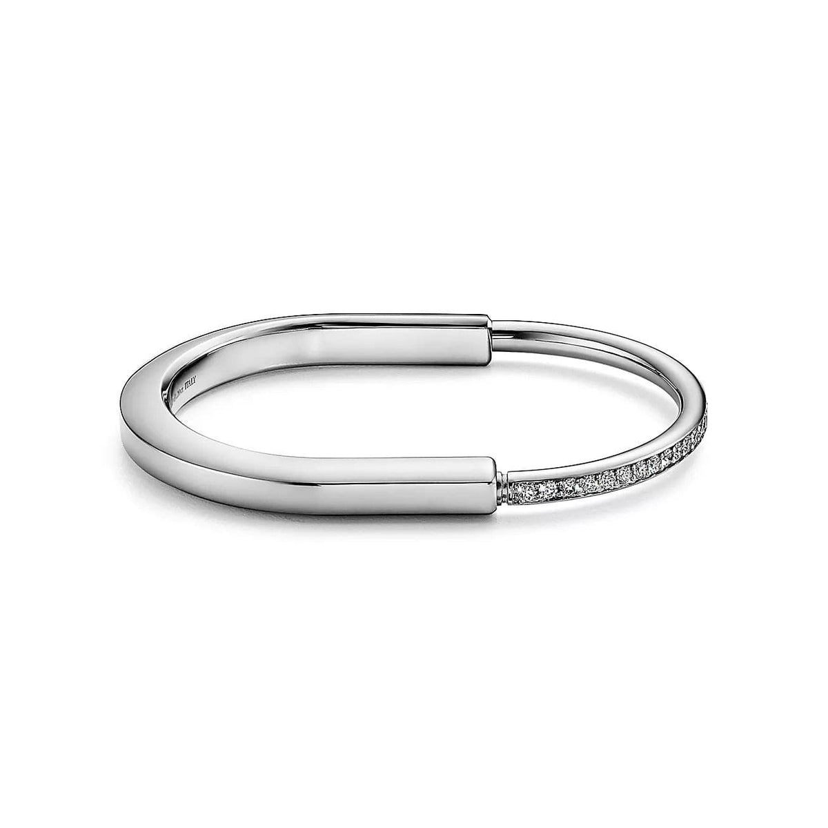 18K Tiffany & Co. Lock Bangle Half Pave Diamonds Bracelet