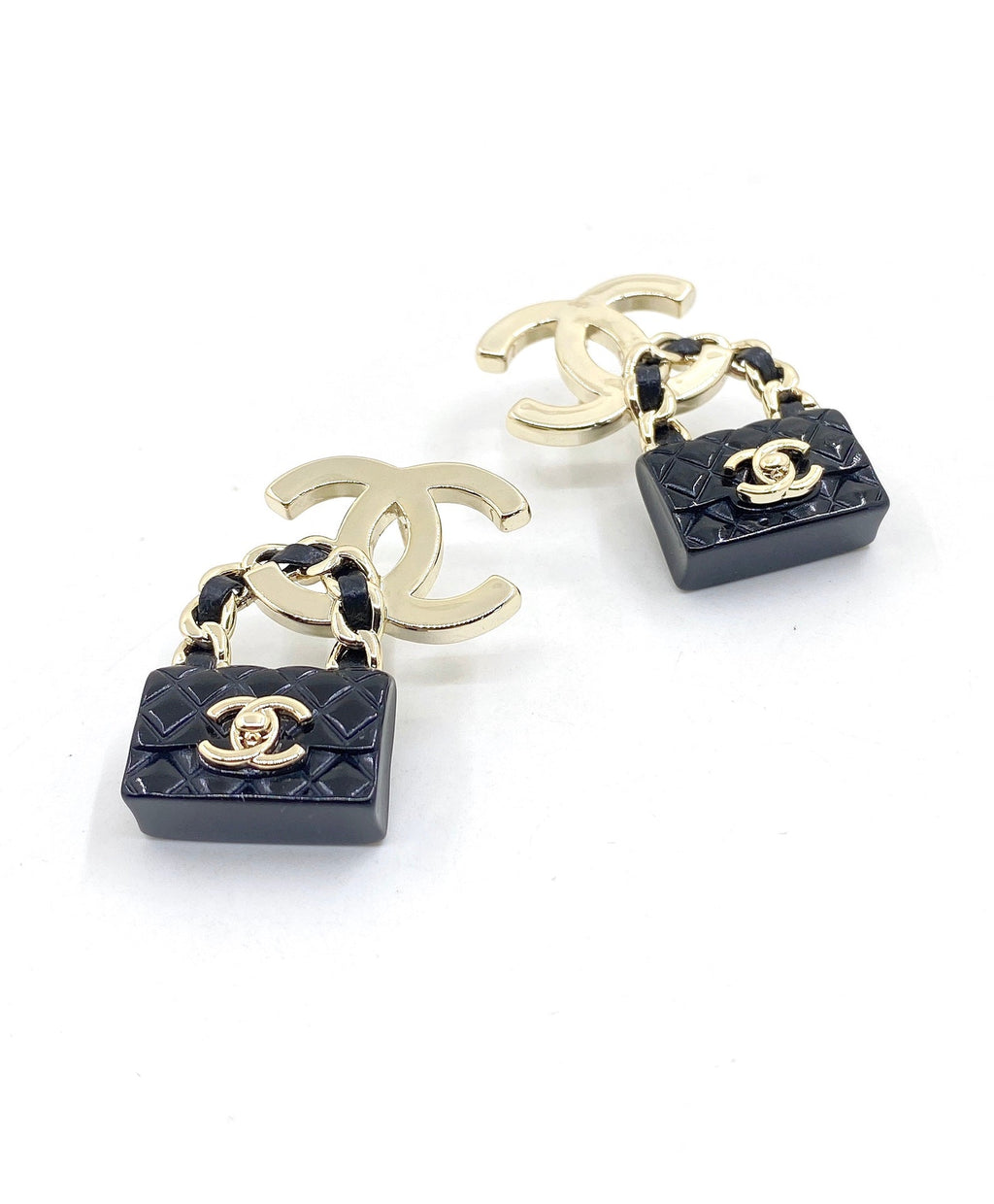 18K Chanel Bag Drop Earrings