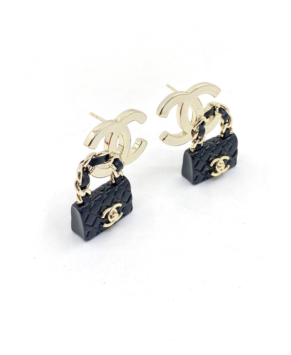 18K Chanel Bag Drop Earrings