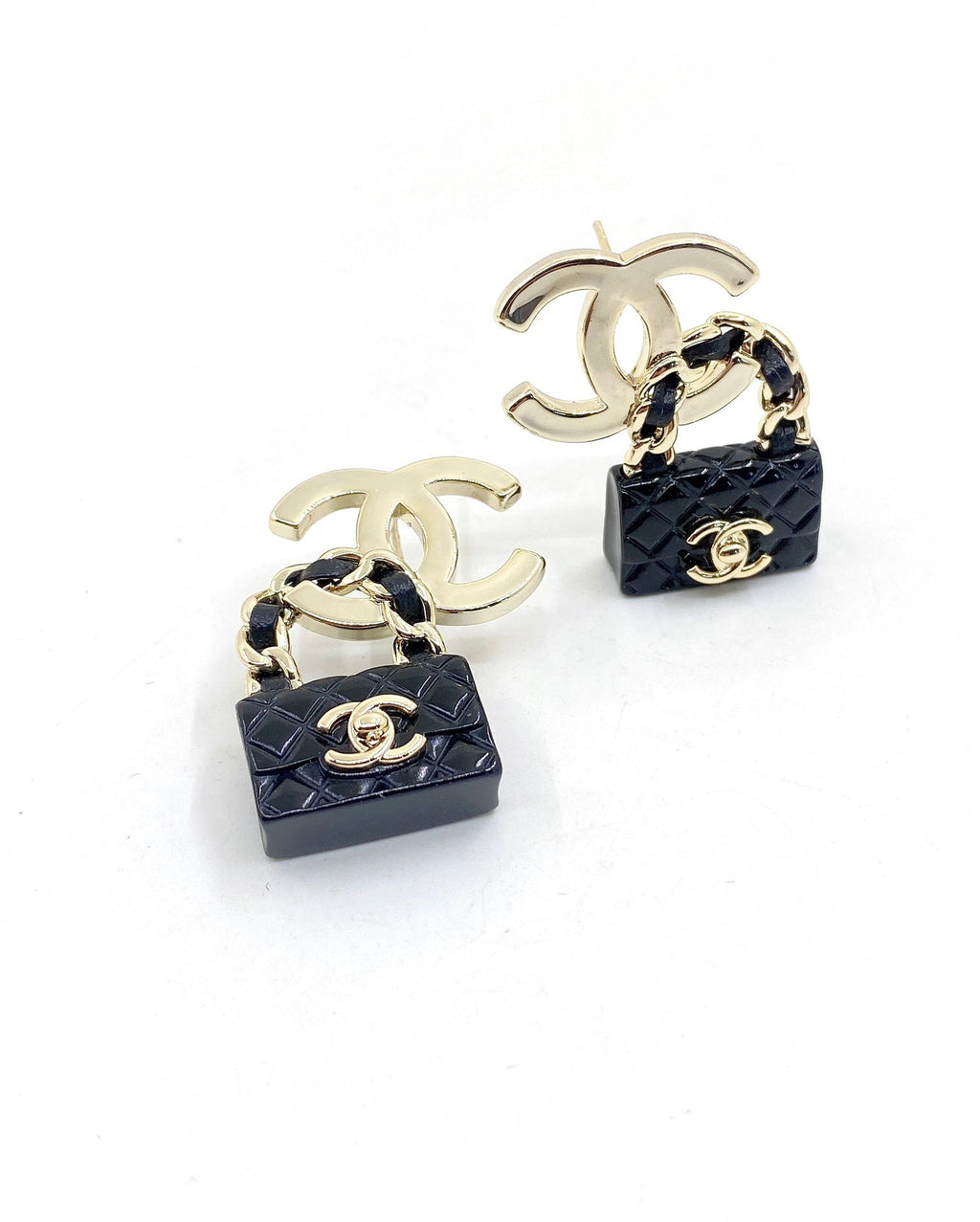 18K Chanel Bag Drop Earrings