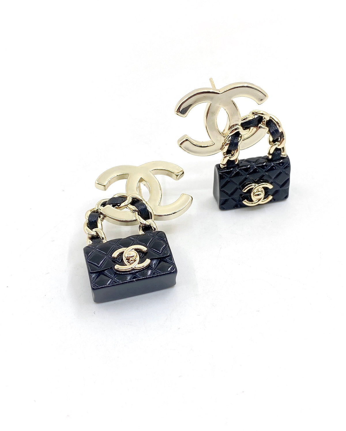 18K Chanel Bag Drop Earrings